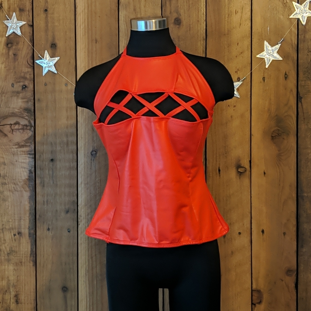 Faux Leather Halter Tank